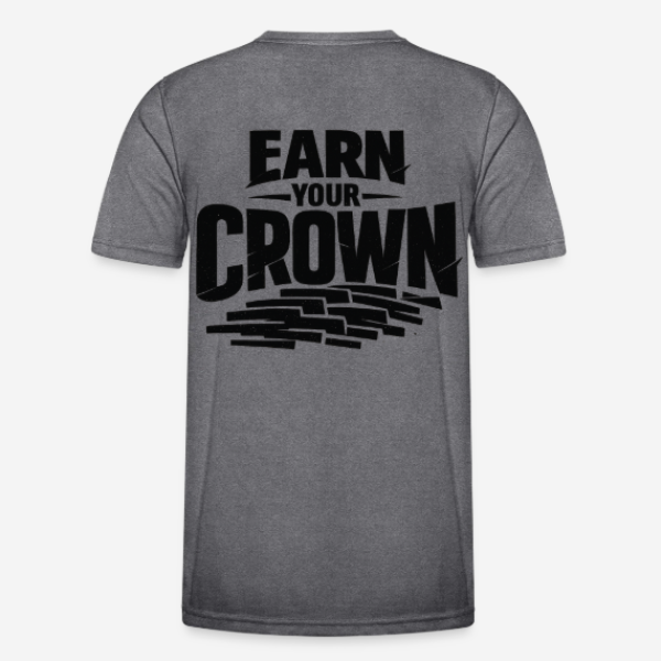 EARN YOUR CROWN Regular T-Shirt in grau mit Rückendruck